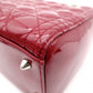 Christian Dior Medium Lady Dior Handbag, Patent Leather, Red, 2-Way, Silver Hardware