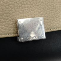 Celine Trapeze Handbag Leather 2-Way Black × Beige × Light Blue Shoulder 7-10-223