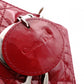 Christian Dior Medium Lady Dior Handbag, Patent Leather, Red, 2-Way, Silver Hardware