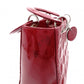Christian Dior Medium Lady Dior Handbag, Patent Leather, Red, 2-Way, Silver Hardware