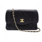 CHANEL Matelassé Shoulder Bag, Leather, Black, Vintage Lambskin, Gold Hardware