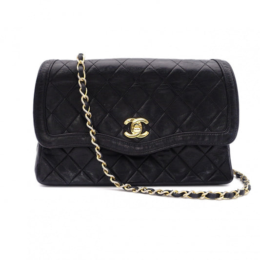 CHANEL Matelassé Shoulder Bag, Leather, Black, Vintage Lambskin, Gold Hardware