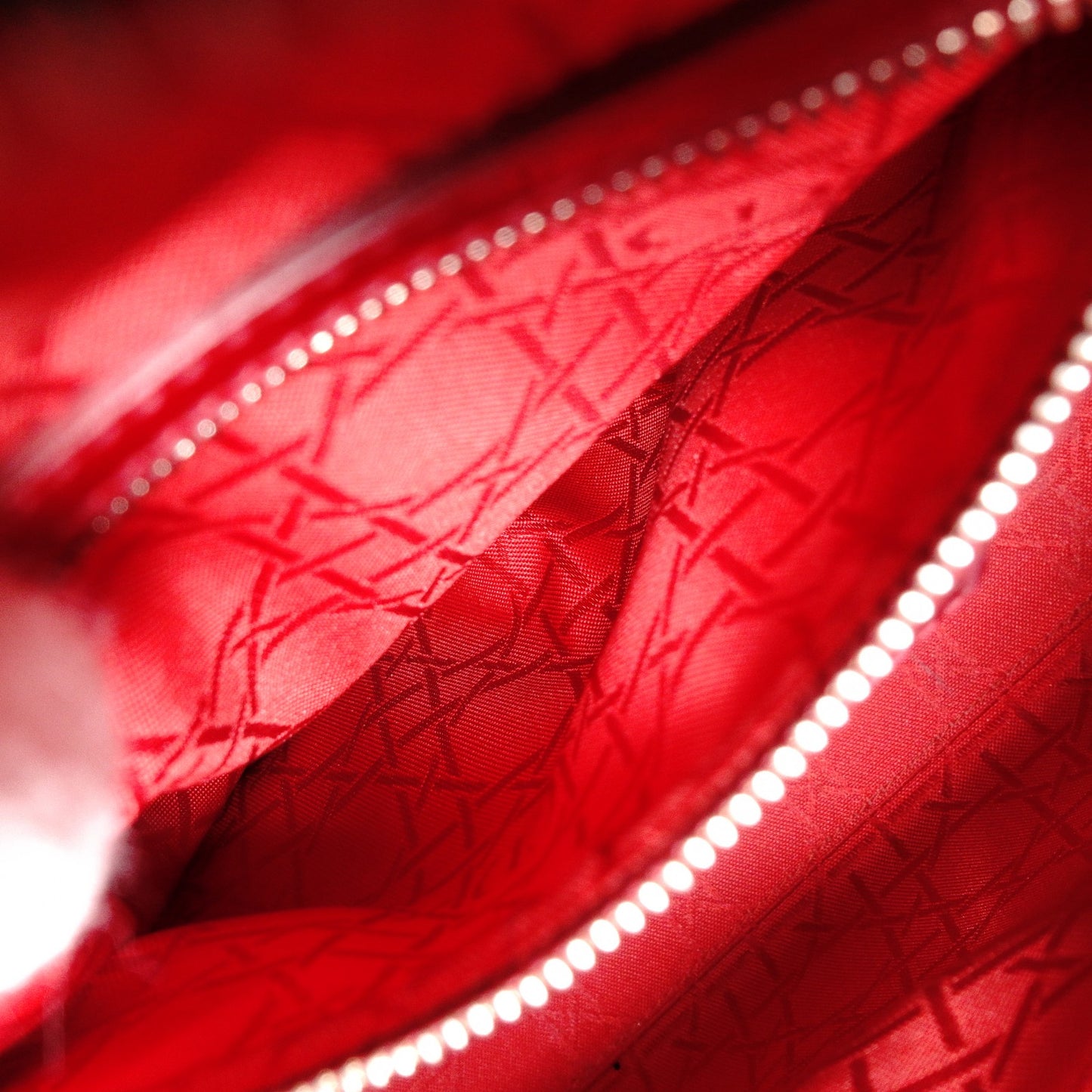 Christian Dior Medium Lady Dior Handbag, Patent Leather, Red, 2-Way, Silver Hardware