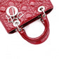 Christian Dior Medium Lady Dior Handbag, Patent Leather, Red, 2-Way, Silver Hardware