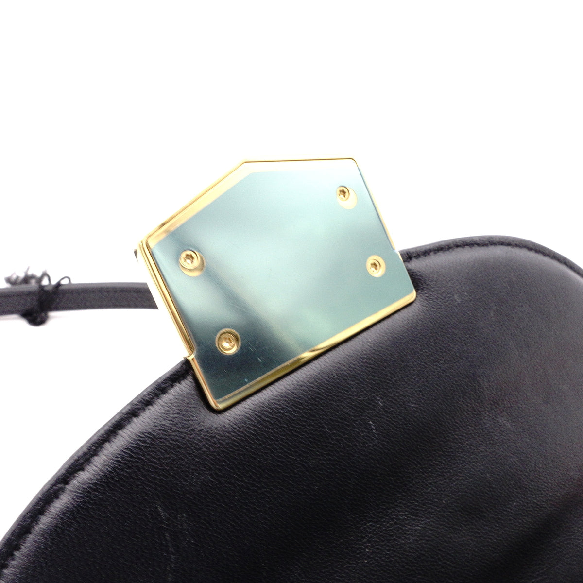 Celine Trotter Small Shoulder Bag, Leather, Black, Women's, Crossbody, Gold Hardware