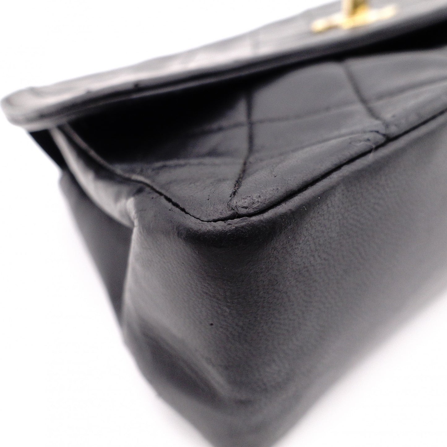 CHANEL Matelassé Shoulder Bag, Leather, Black, Vintage Lambskin, Gold Hardware