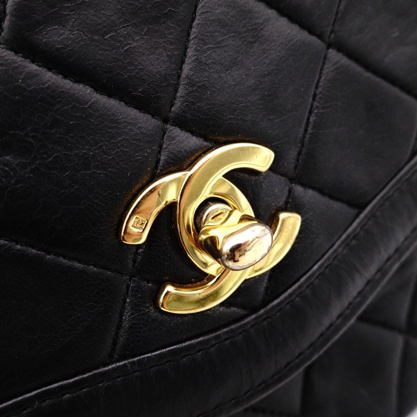 CHANEL Matelassé Shoulder Bag, Leather, Black, Vintage Lambskin, Gold Hardware
