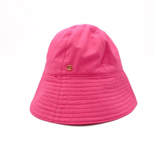 GUCCI GG Marmont Bucket Hat, Polyester, Pink, Gold Hardware, GG Logo, Size M, 57 cm