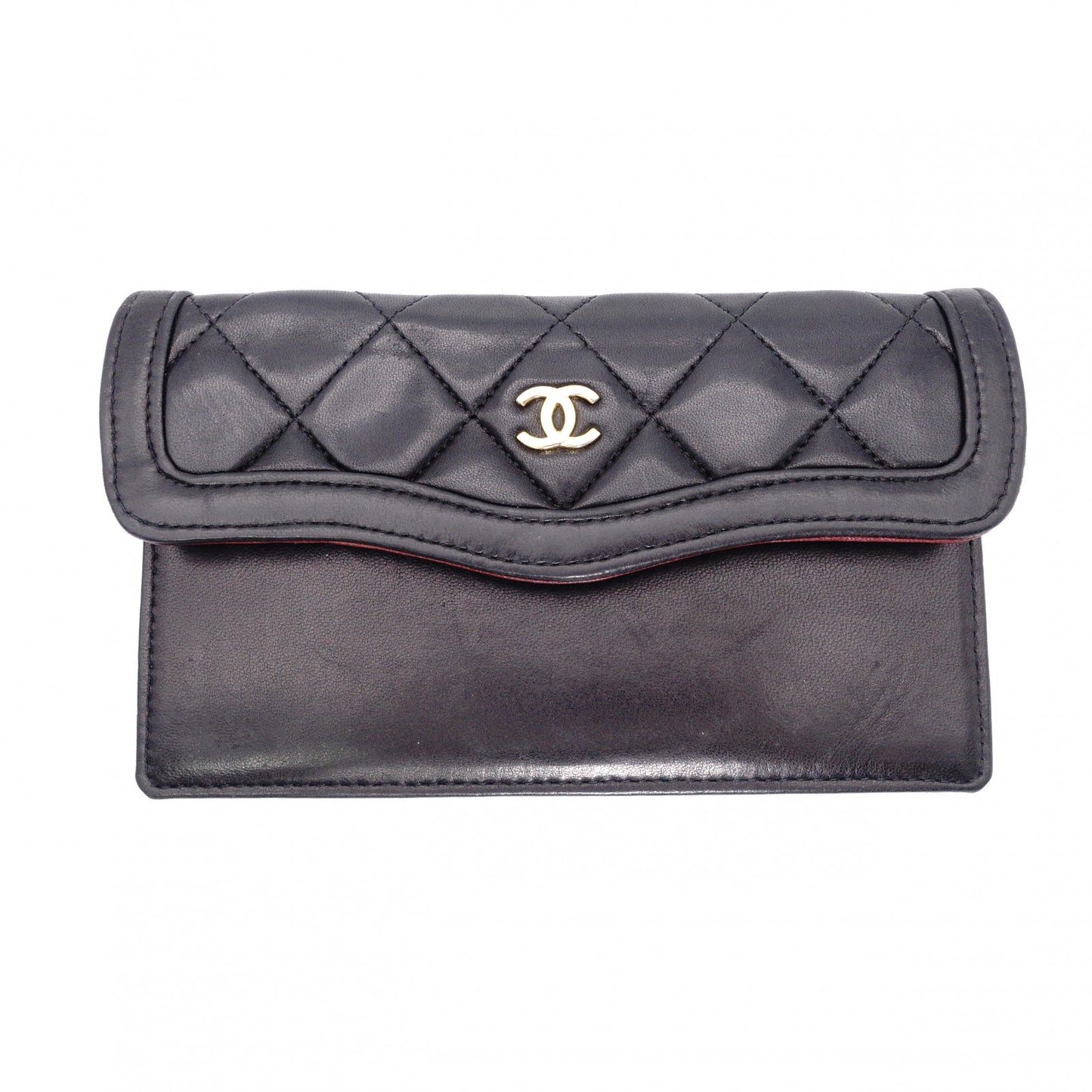 CHANEL Matelassé Shoulder Bag, Leather, Black, Vintage Lambskin, Gold Hardware