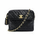 CHANEL Matelassé Chain Shoulder Bag Black Lambskin Gold Hardware