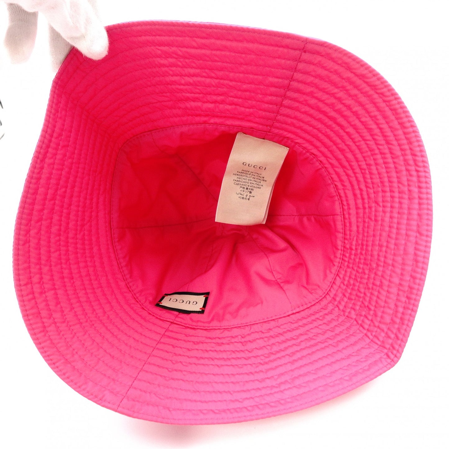 GUCCI GG Marmont Bucket Hat, Polyester, Pink, Gold Hardware, GG Logo, Size M, 57 cm