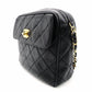 CHANEL Matelassé Chain Shoulder Bag Black Lambskin Gold Hardware