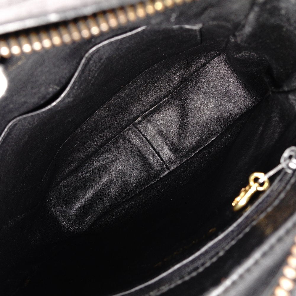 CHANEL Matelassé Chain Shoulder Bag Black Lambskin Gold Hardware