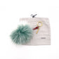 FENDI Keychain, Fur, White and Green, Monster Key Charm, Bag Charm