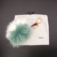 FENDI Keychain, Fur, White and Green, Monster Key Charm, Bag Charm