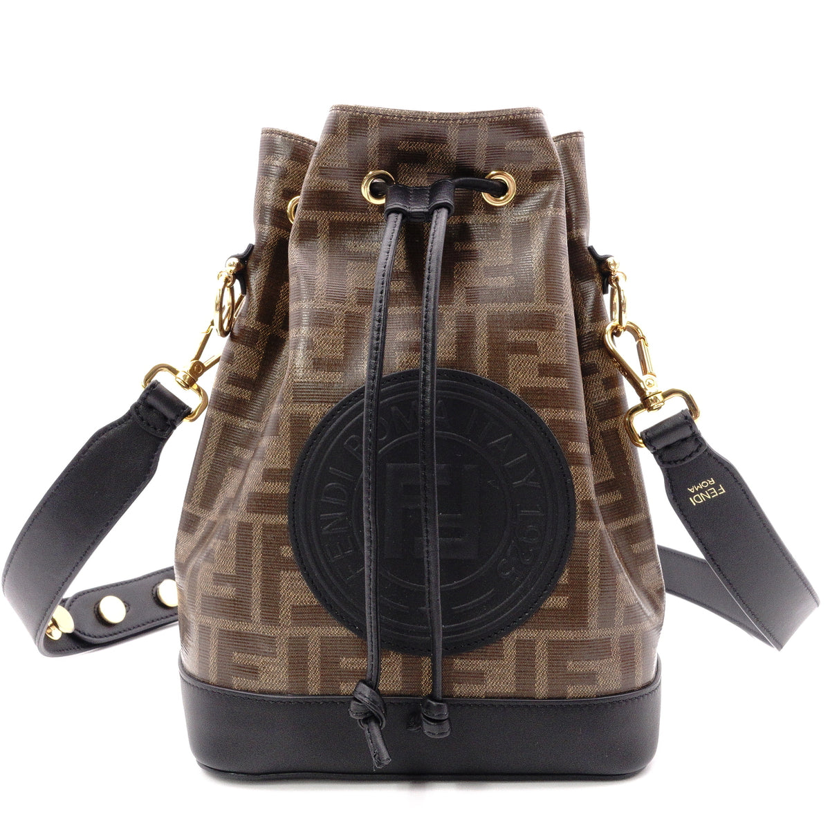 FENDI Bucket Bag Zucca Shoulder Bag PVC Brown FF Logo Women's