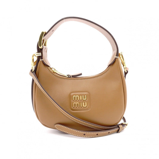 MIUMIU Miu Miu Hobo 2-Way Shoulder Bag, Leather, Camel, 2-Way
