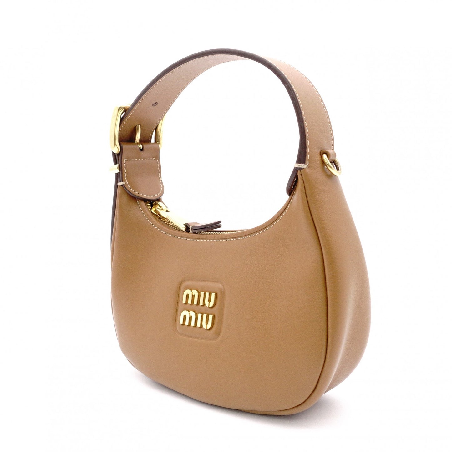 MIUMIU Miu Miu Hobo 2-Way Shoulder Bag, Leather, Camel, 2-Way