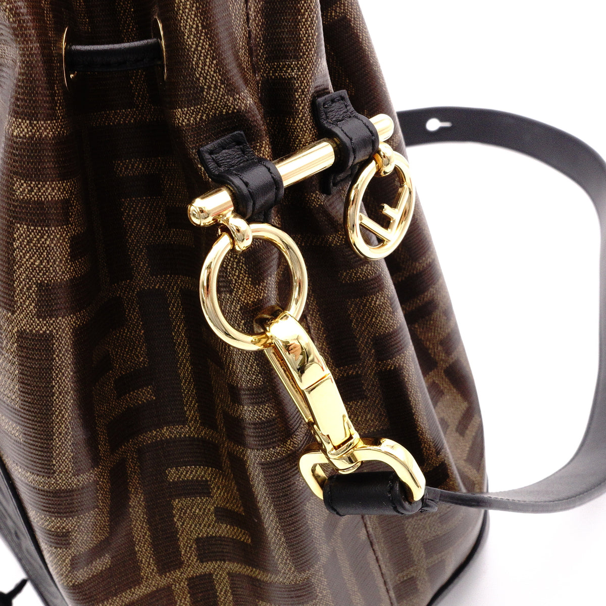 FENDI Bucket Bag Zucca Shoulder Bag PVC Brown FF Logo Women's