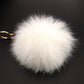 FENDI Keychain, Fur, White and Green, Monster Key Charm, Bag Charm