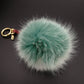 FENDI Keychain, Fur, White and Green, Monster Key Charm, Bag Charm