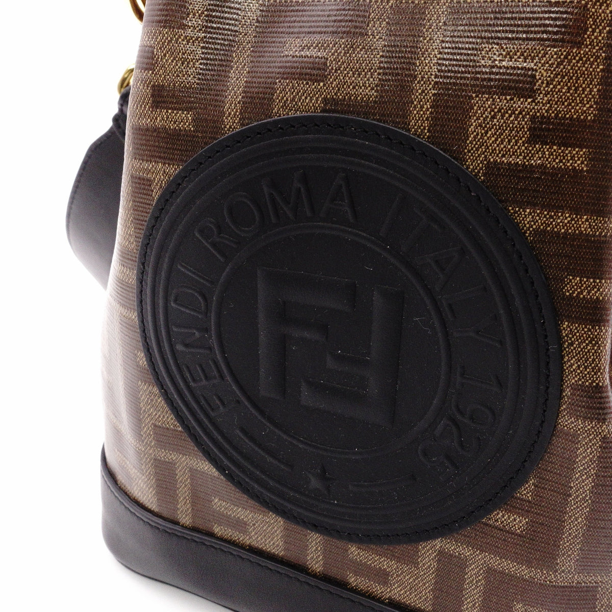 FENDI Bucket Bag Zucca Shoulder Bag PVC Brown FF Logo Women's