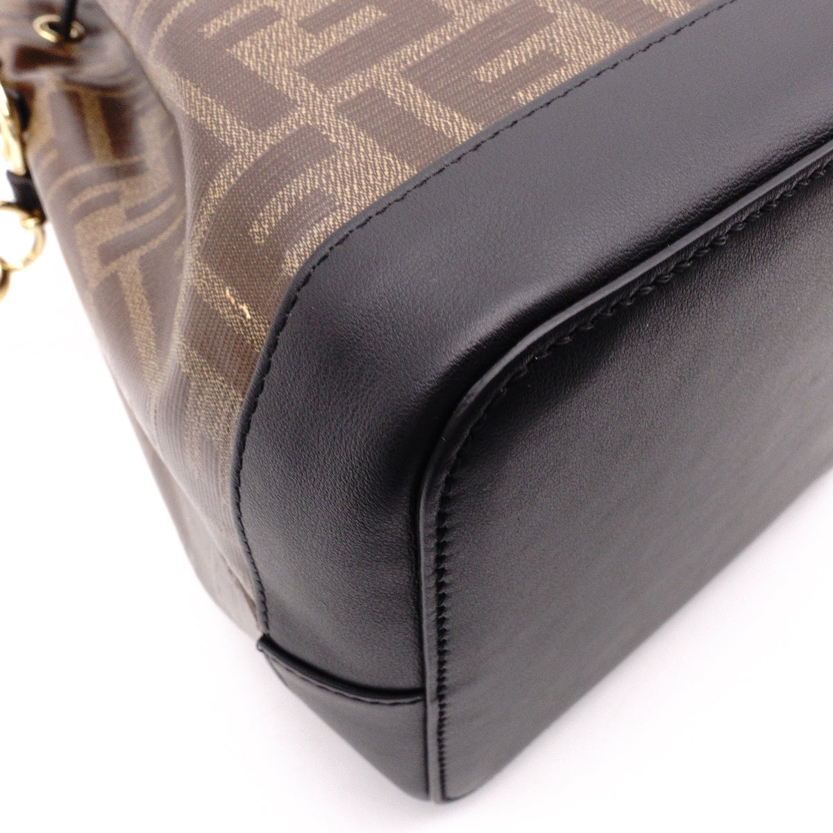 FENDI Bucket Bag Zucca Shoulder Bag PVC Brown FF Logo Women's