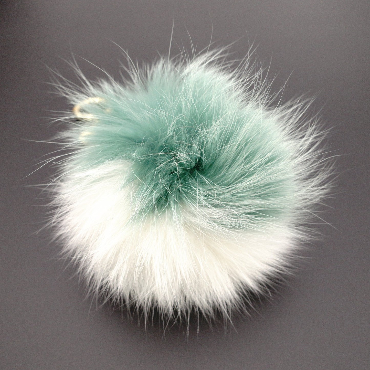 FENDI Keychain, Fur, White and Green, Monster Key Charm, Bag Charm