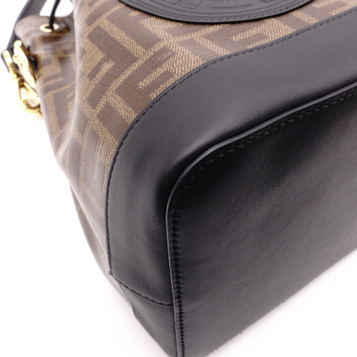 FENDI Bucket Bag Zucca Shoulder Bag PVC Brown FF Logo Women's