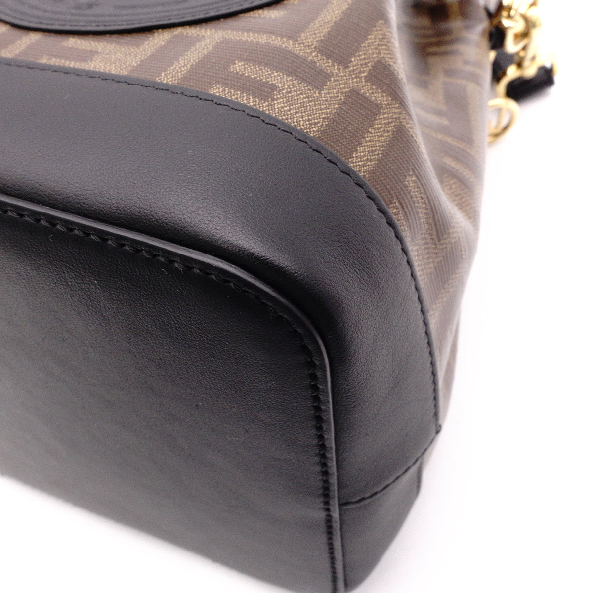 FENDI Bucket Bag Zucca Shoulder Bag PVC Brown FF Logo Women's