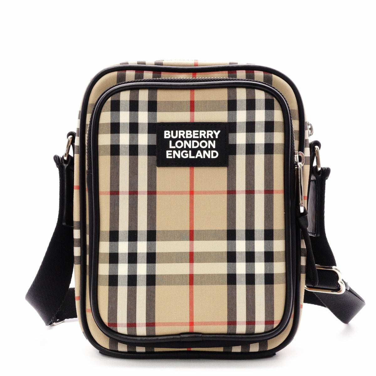 BURBERRY Nova Check Shoulder Bag, Nylon, Beige x Black, Unisex