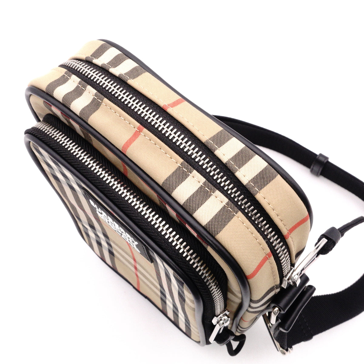 BURBERRY Nova Check Shoulder Bag, Nylon, Beige x Black, Unisex