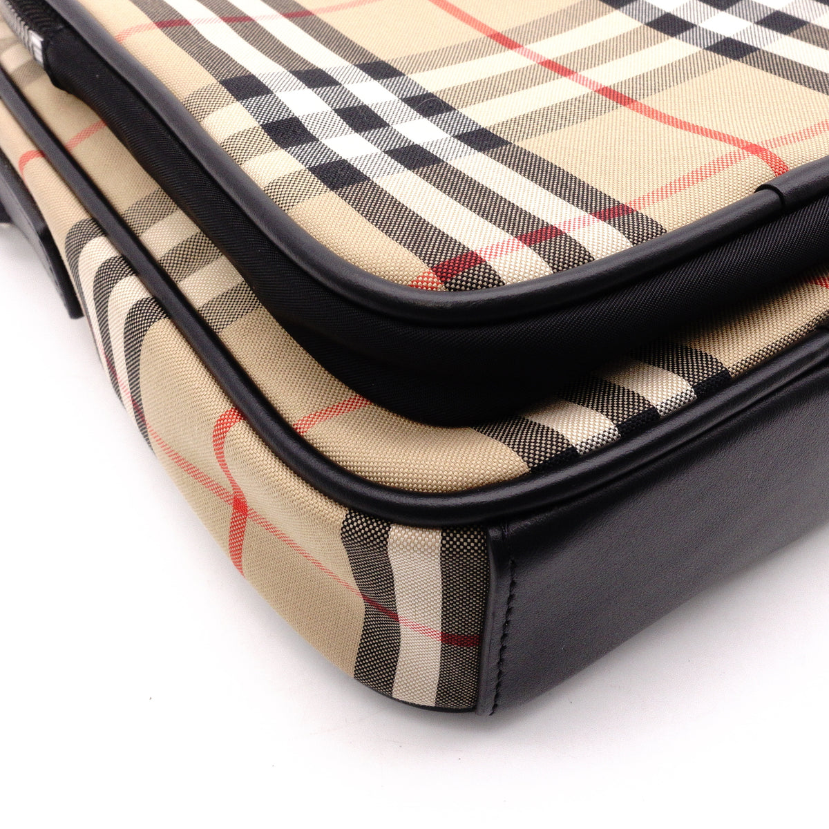 BURBERRY Nova Check Shoulder Bag, Nylon, Beige x Black, Unisex