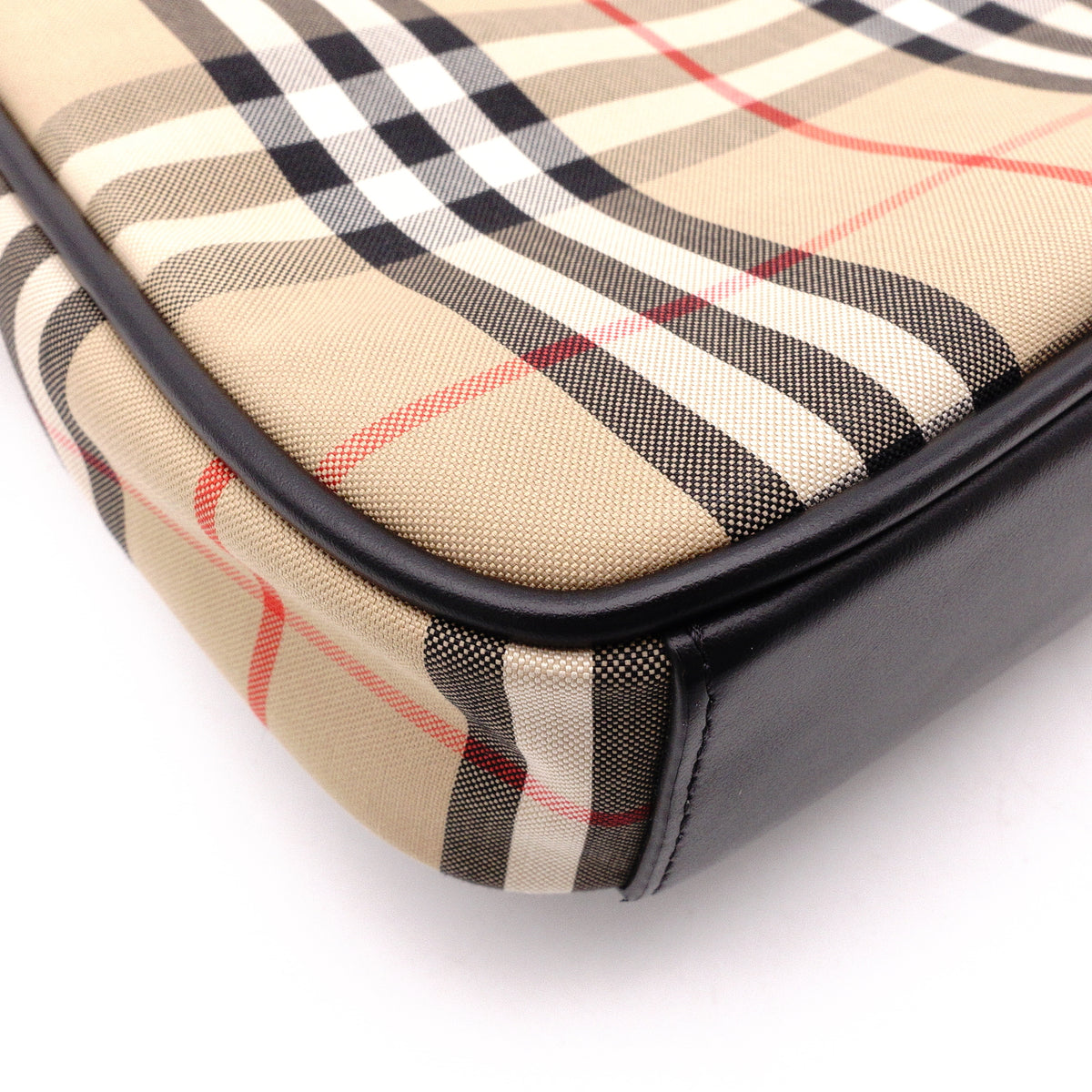 BURBERRY Nova Check Shoulder Bag, Nylon, Beige x Black, Unisex