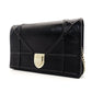 Christian Dior Diorama Chain Shoulder Bag Black Leather Black Crossbody 7-10-053