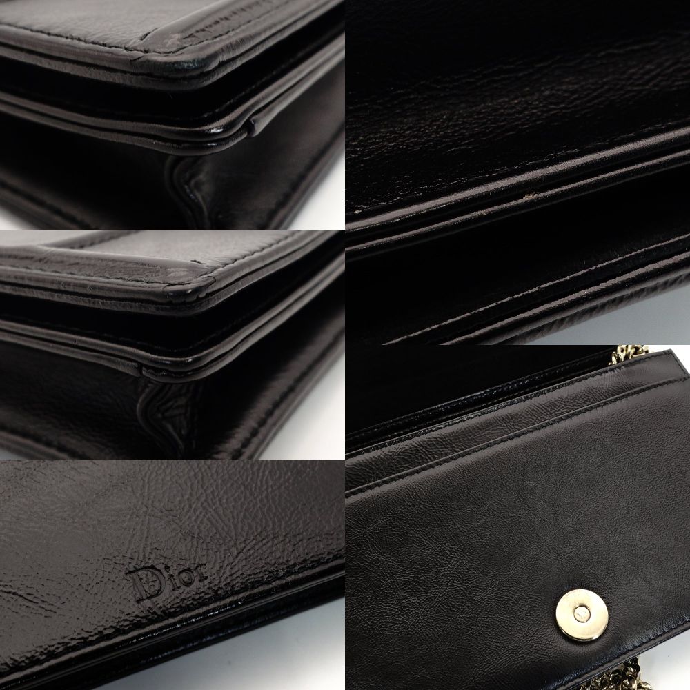 Christian Dior Diorama Chain Shoulder Bag Black Leather Black Crossbody 7-10-053