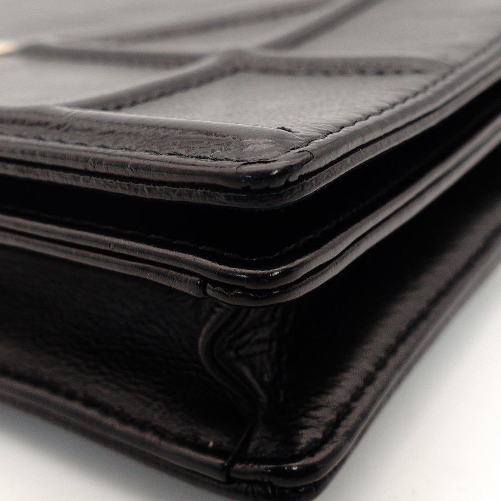 Christian Dior Diorama Chain Shoulder Bag Black Leather Black Crossbody 7-10-053