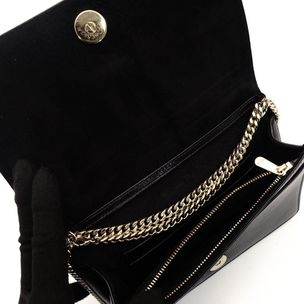 Christian Dior Diorama Chain Shoulder Bag Black Leather Black Crossbody 7-10-053