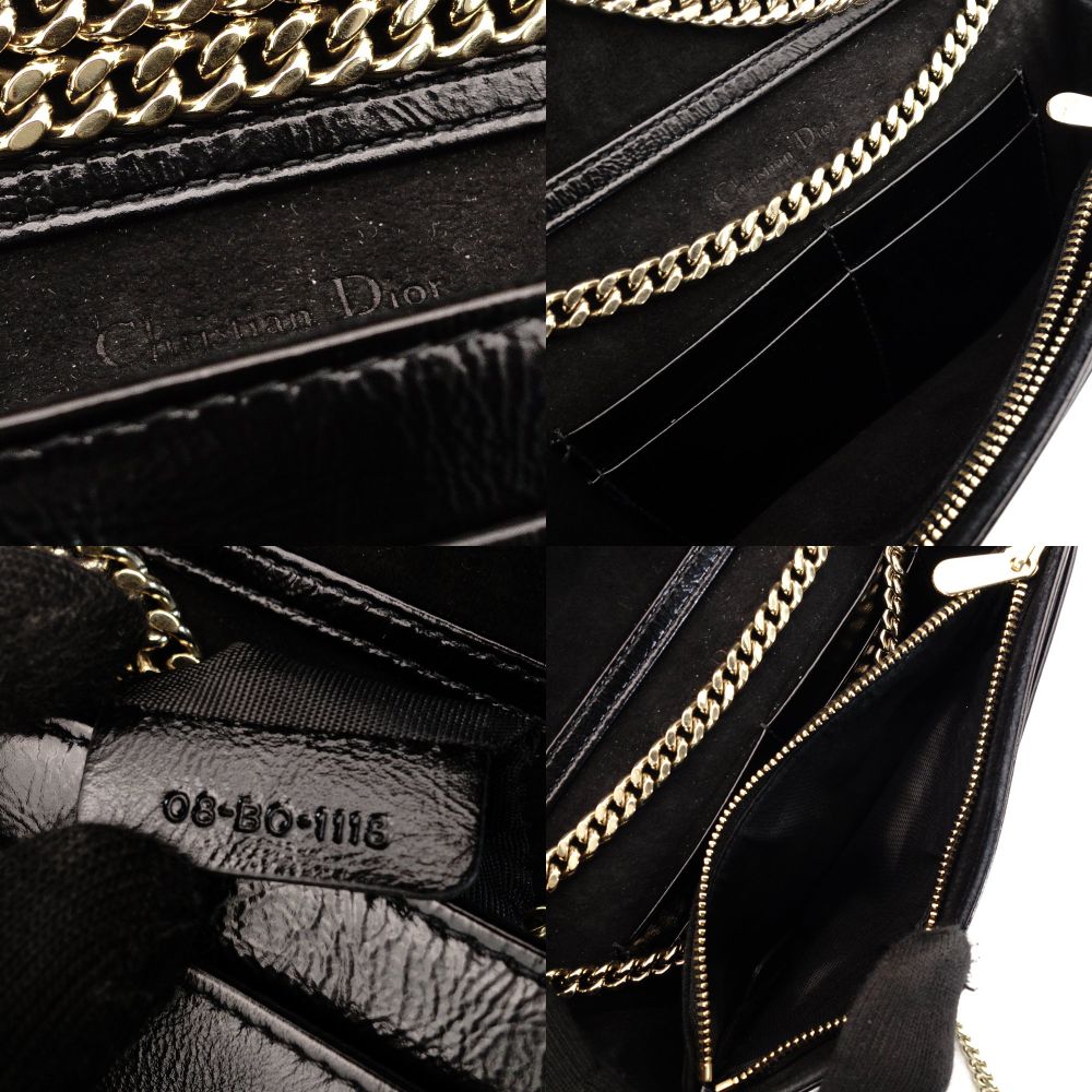 Christian Dior Diorama Chain Shoulder Bag Black Leather Black Crossbody 7-10-053