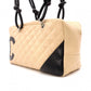 CHANEL Cambon Shoulder Bag, Leather, Beige and Black, Tote Bag, Silver Hardware