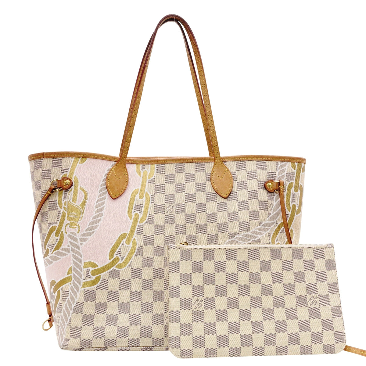 LOUIS VUITTON Neverfull MM Nautical Azur Shoulder Bag, PVC/Leather, Multicolor, Women's