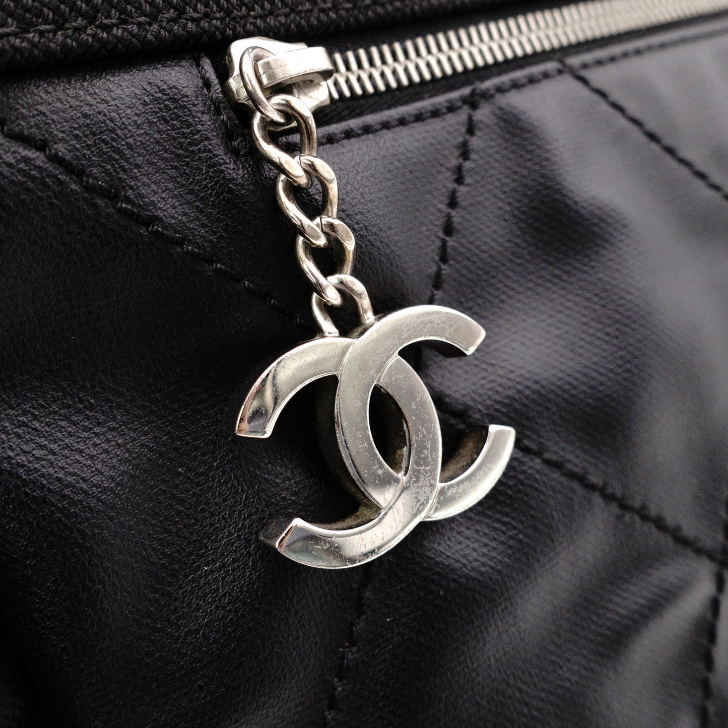CHANEL Tote Bag GM Paris-Biarritz Tote Bag, Leather and Canvas, Black with Silver Hardware