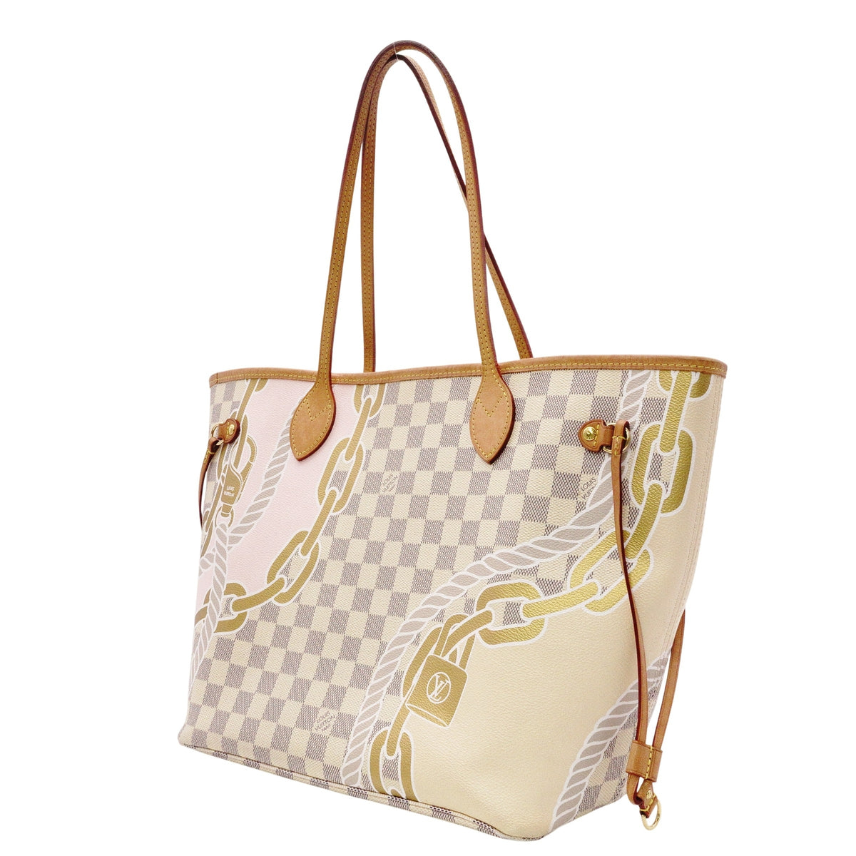 LOUIS VUITTON Neverfull MM Nautical Azur Shoulder Bag, PVC/Leather, Multicolor, Women's