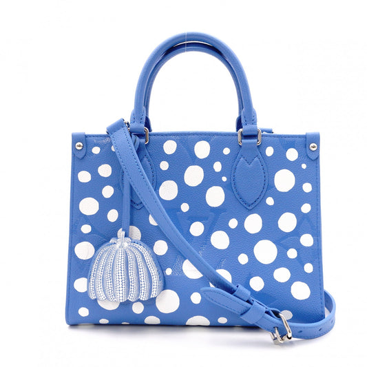 LOUIS VUITTON Yayoi Kusama On the Go PM Monogram Implant Handbag, Leather, Blue, 2-Way