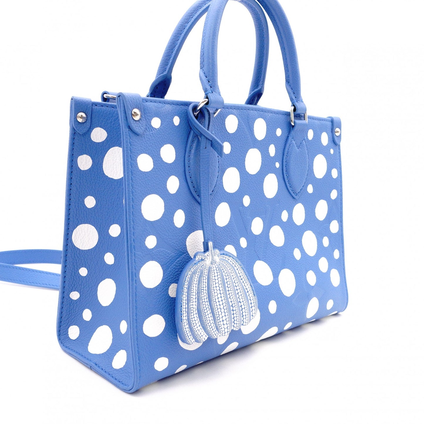 LOUIS VUITTON Yayoi Kusama On the Go PM Monogram Implant Handbag, Leather, Blue, 2-Way