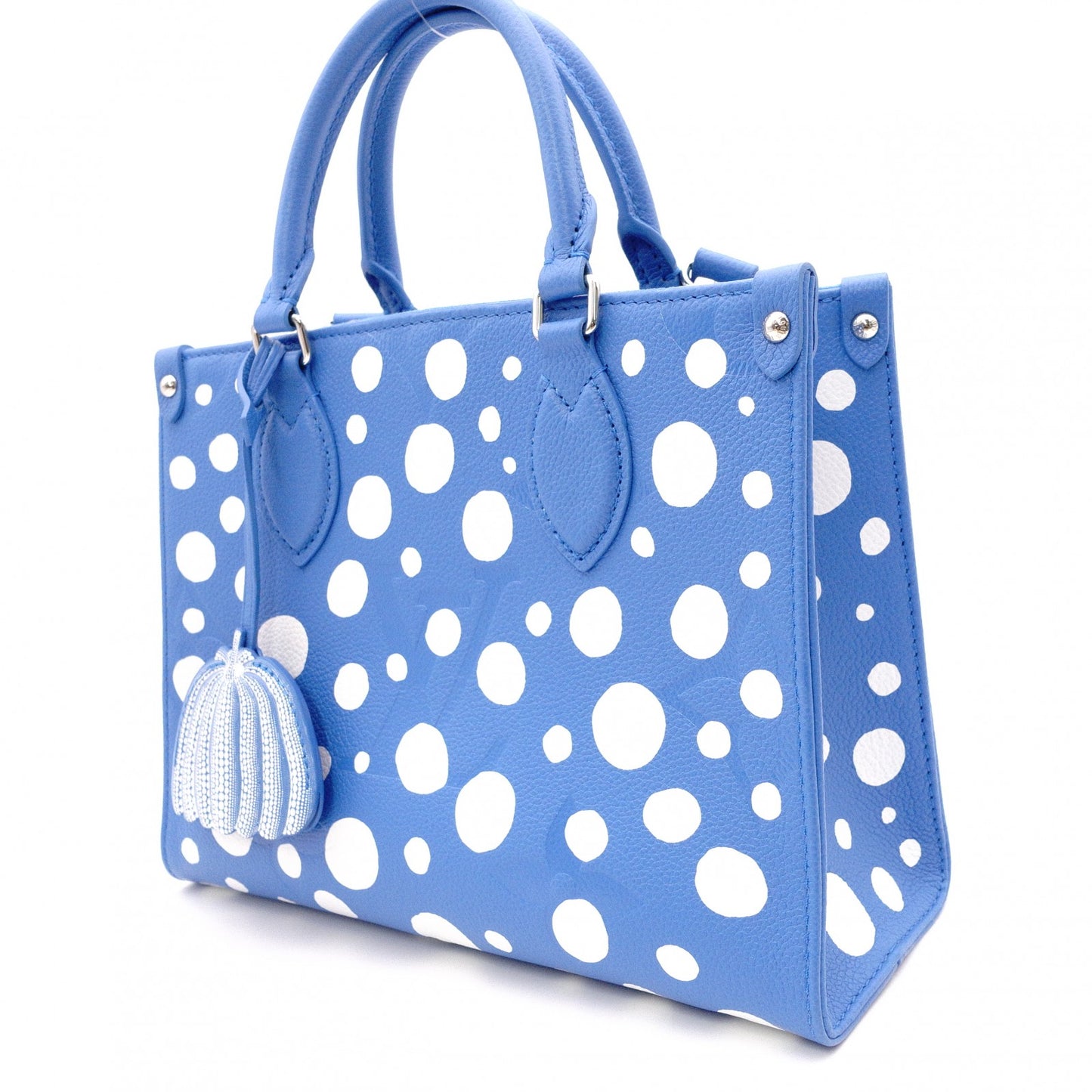 LOUIS VUITTON Yayoi Kusama On the Go PM Monogram Implant Handbag, Leather, Blue, 2-Way