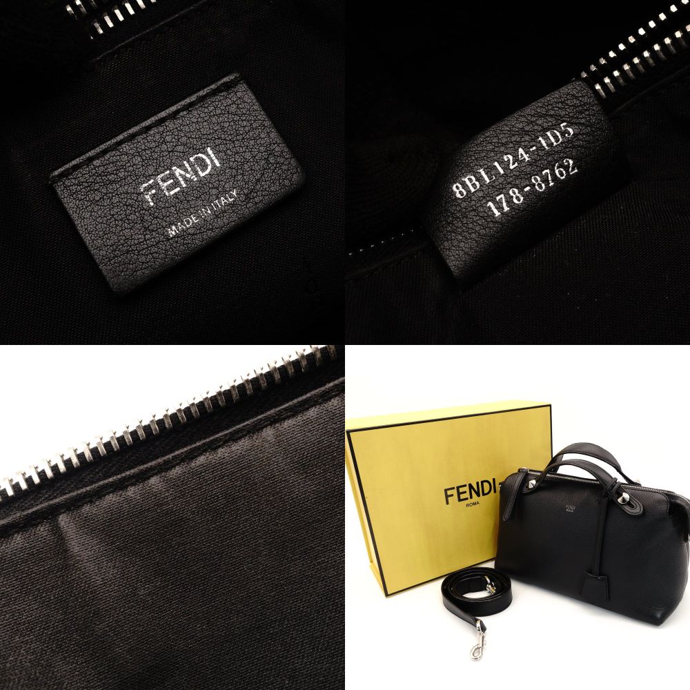 FENDI By the Way Medium Black Handbag 2-Way Leather Shoulder Bag Black 7-9-683