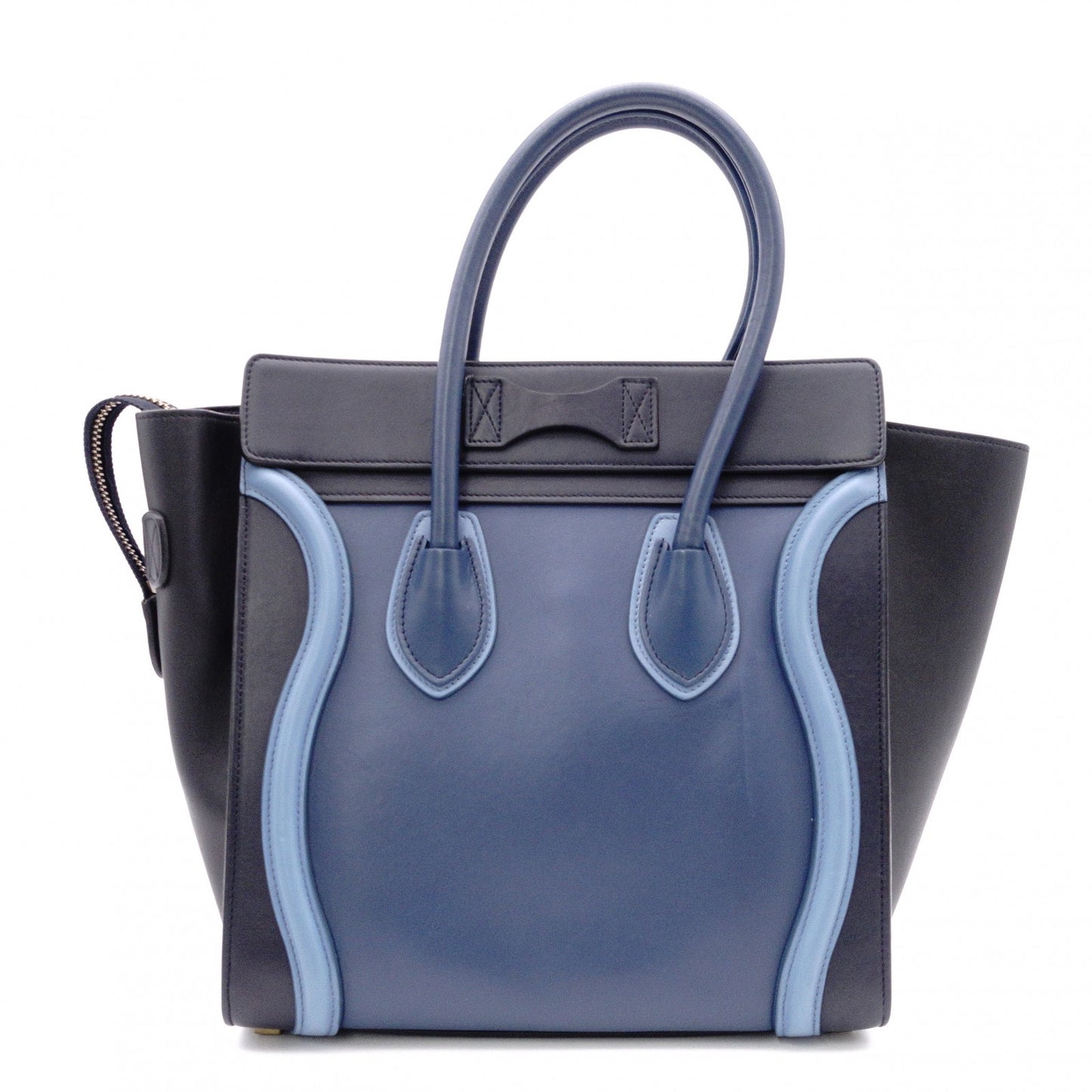 CELINE Luggage Micro Handbag, Leather, Blue, Tote Bag