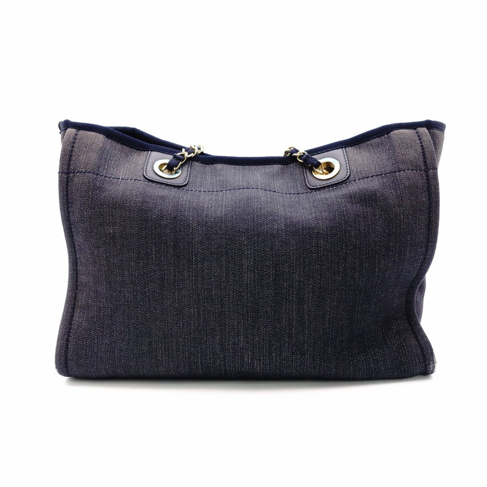 CHANEL Deauville Shoulder Bag Leather/Canvas Denim