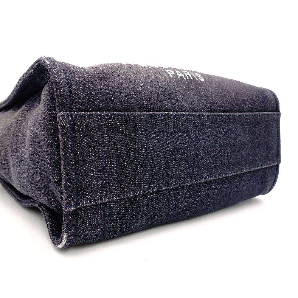 CHANEL Deauville Shoulder Bag Leather/Canvas Denim